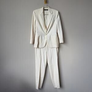 Ralph Lauren Black Label 3-Piece Ivory Wool Suit Set Blazer Pants Skirt Size 8